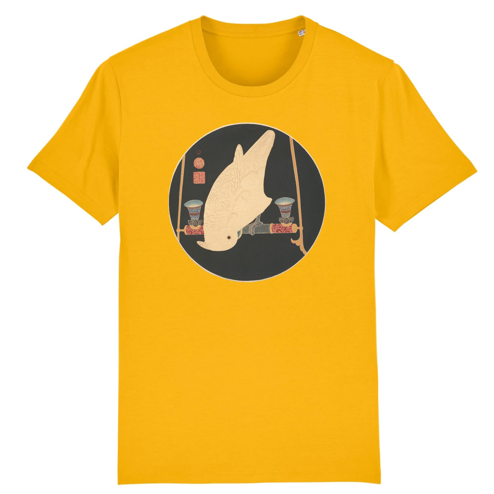 Un guacamayo blanco de Ito Jakuchu Japonés, ca. 1900 - Camiseta de algodón orgánico.