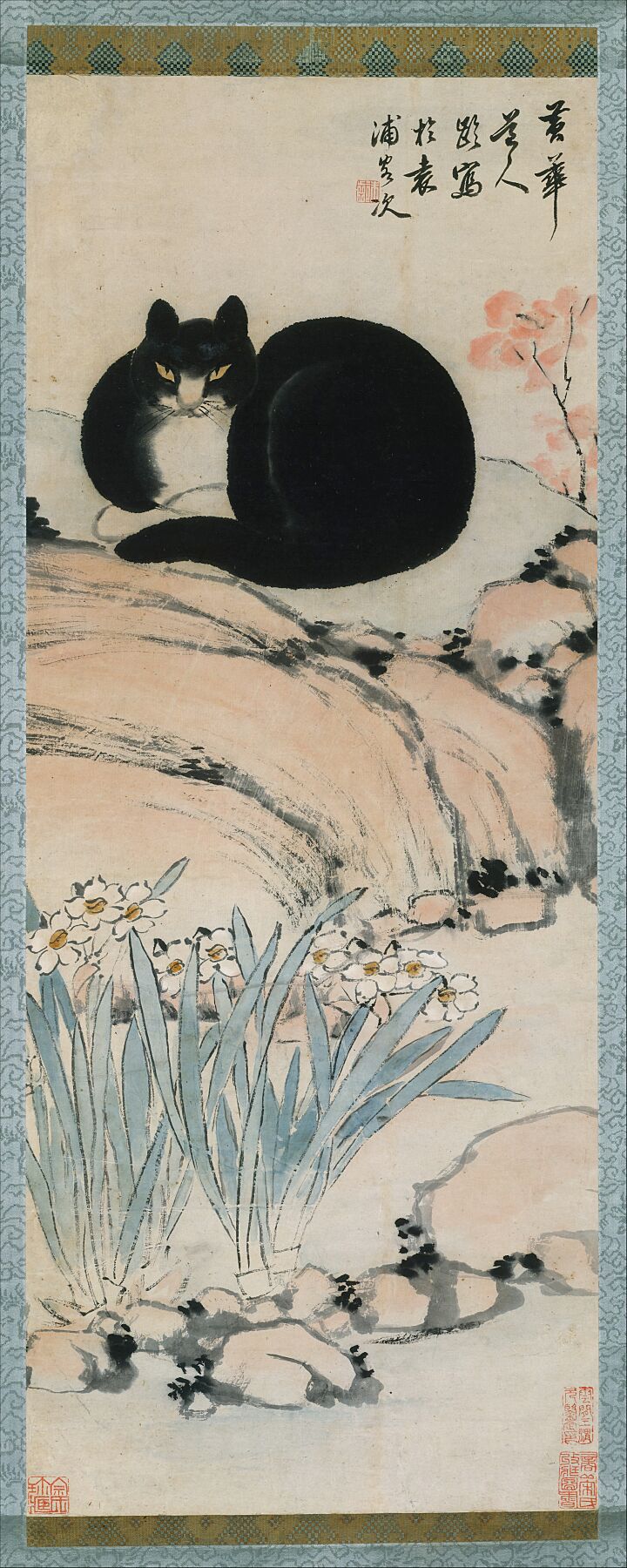 Black Cat and Narcissus by Zhu Ling - 19th Century