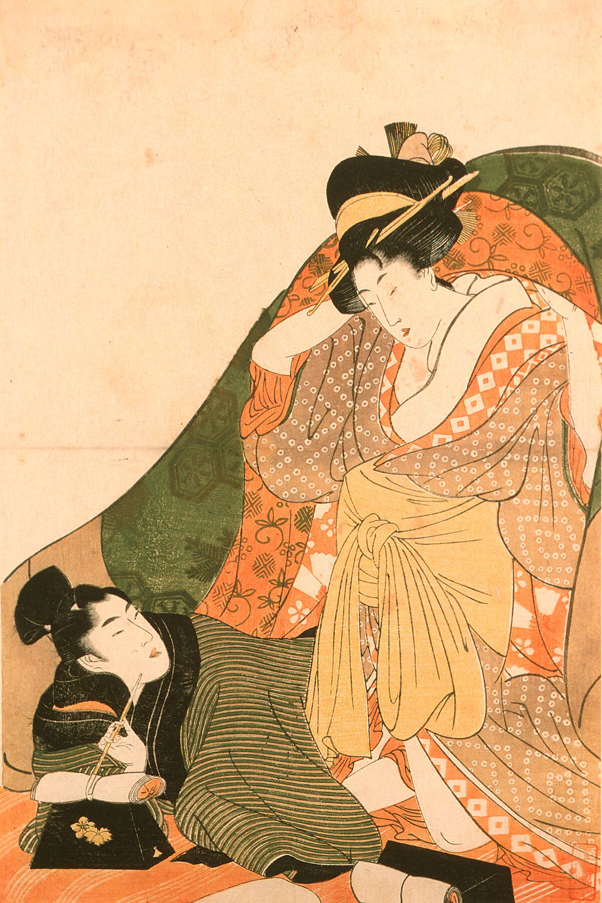 Lovers under a Futon; Opening Image to an Erotic Set Alternate Title_ Abuna-e Kitagawa Utamaro (Japan, 1753-1806) Japan, circa 1800