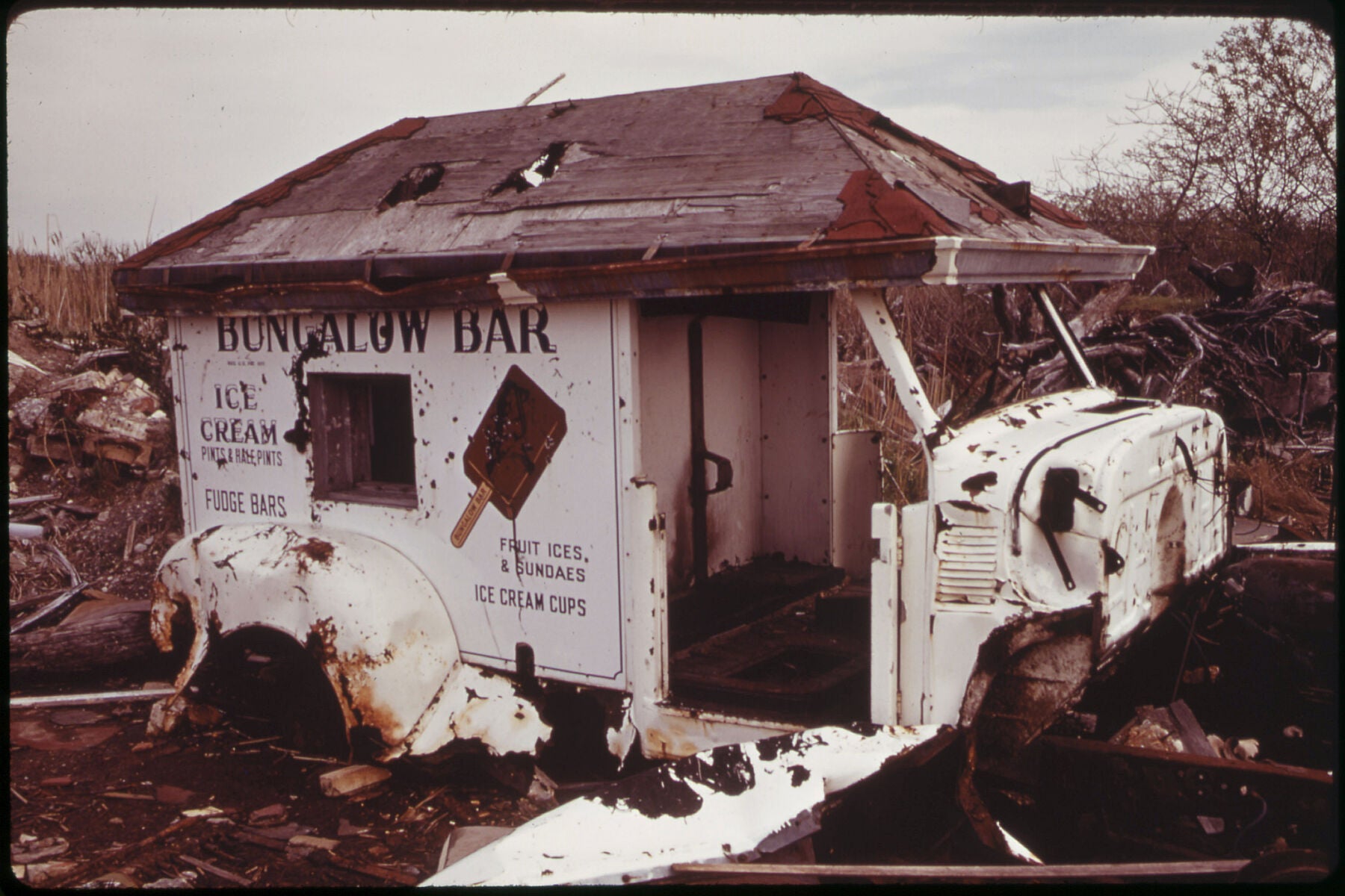 Abandoned Ice Cream Wagon at Broad Channel in Jamaica Bay by Arthur Tress - 1973
