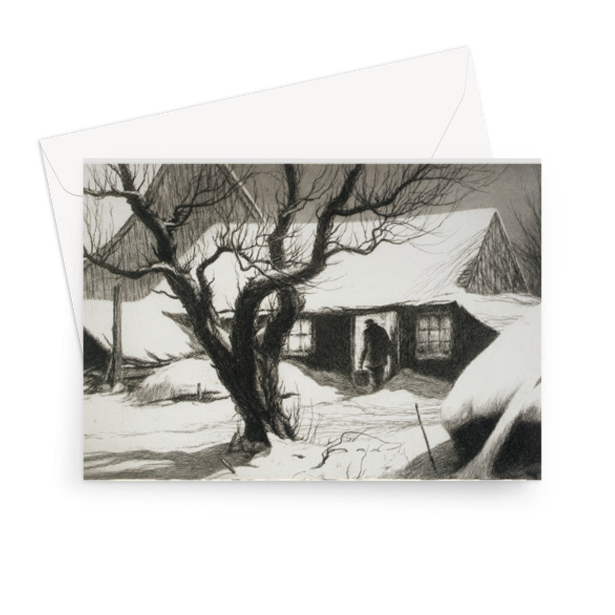 Cow Shed, Friendship, Maine by Kerr Eby, 1941 - Greeting Card