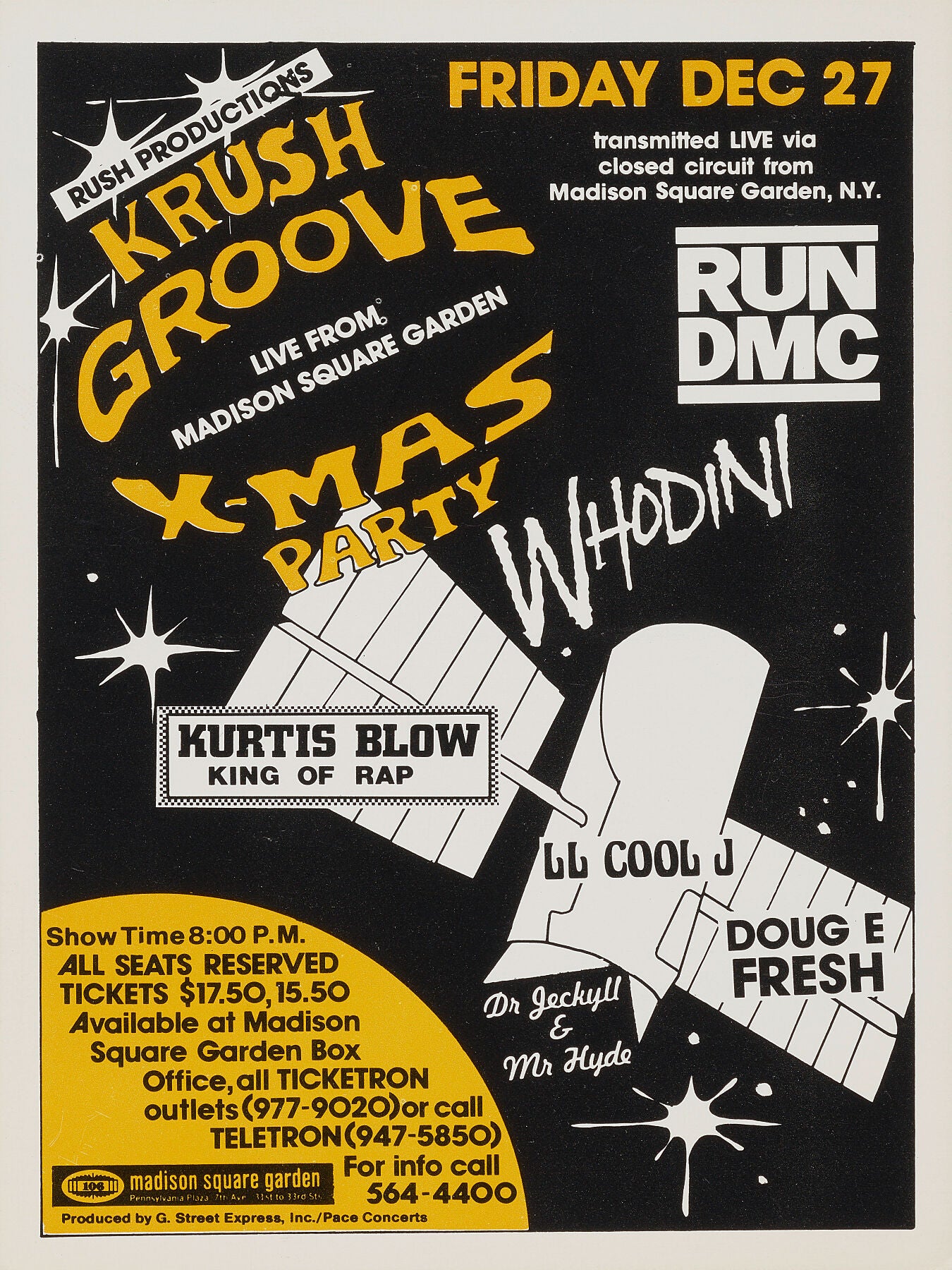 Handbill Flier for the Krush Groove Christmas Party Live from Madison Square Garden - 1985