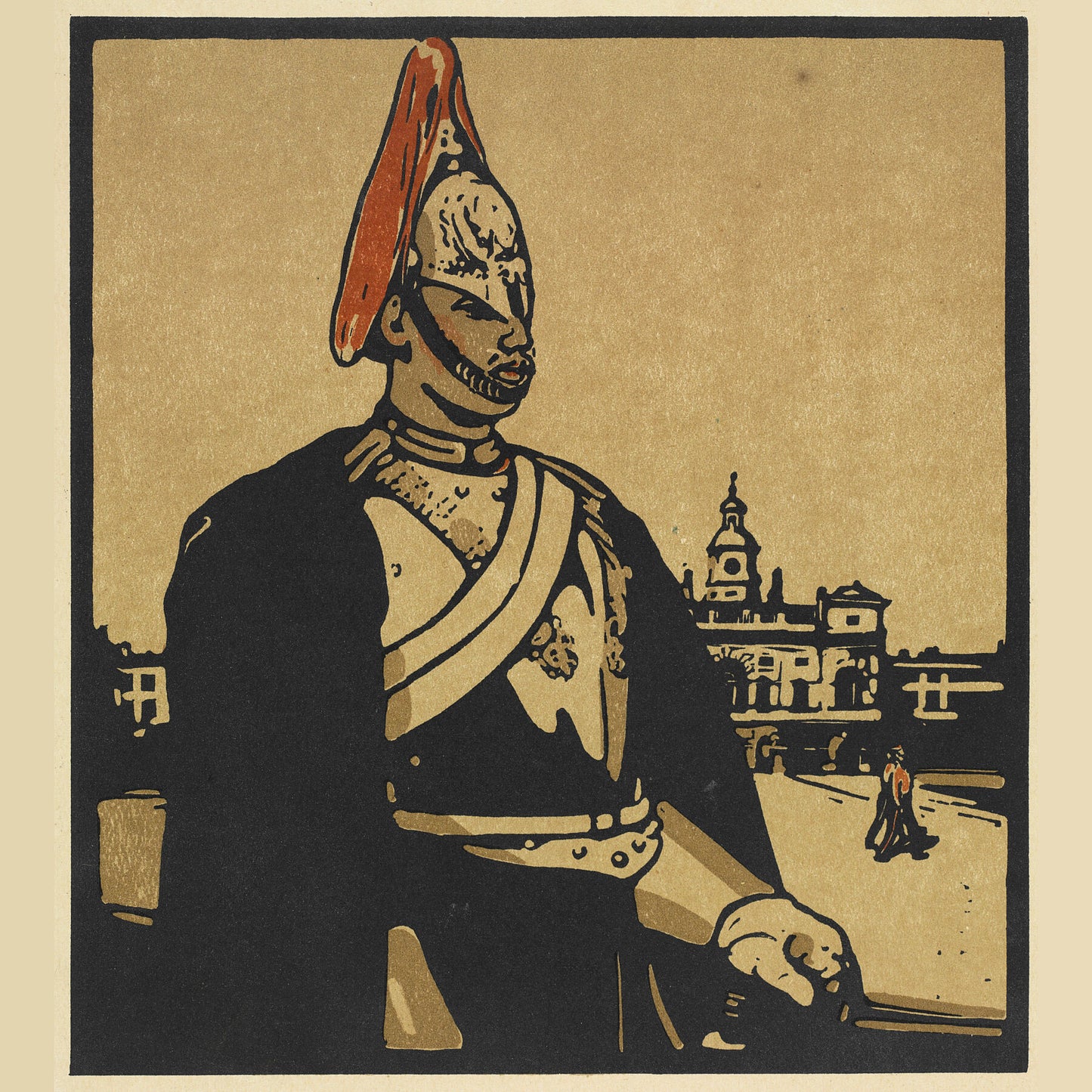 London Types : Guarsdman by William Nicholson - 1898.  Printmaker William Nicholson worked in partnership with his brother-in-law James Pryde, under the pseudonym the Beggarstaff Brothers.