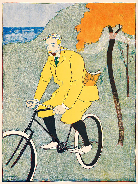 Man riding bicycle by Edward Penfield - 1894