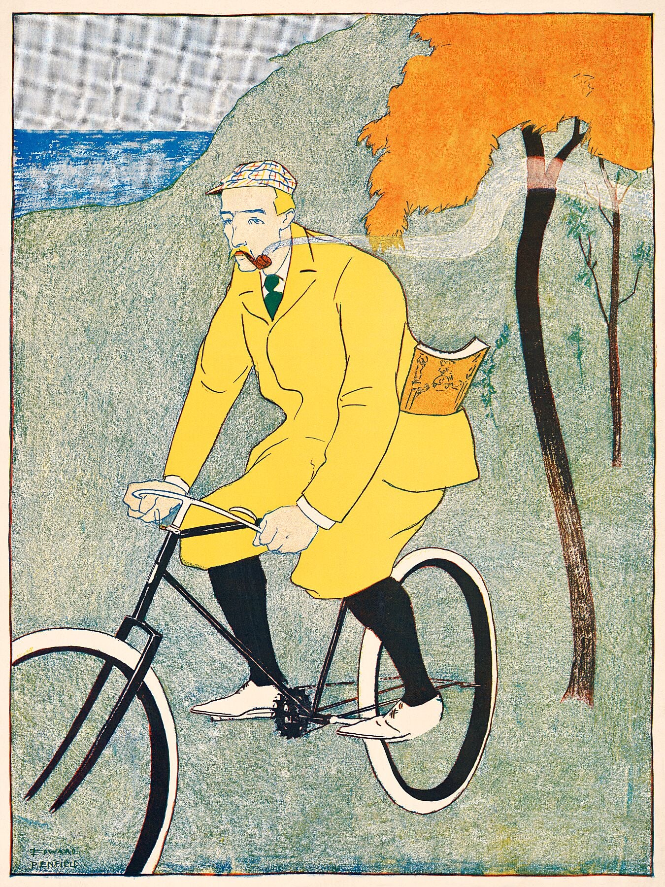 Man riding bicycle by Edward Penfield - 1894