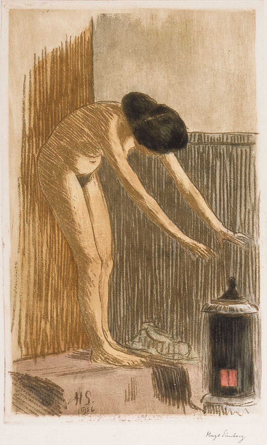 Malli lämmittelee by Hugo Simberg - 1906