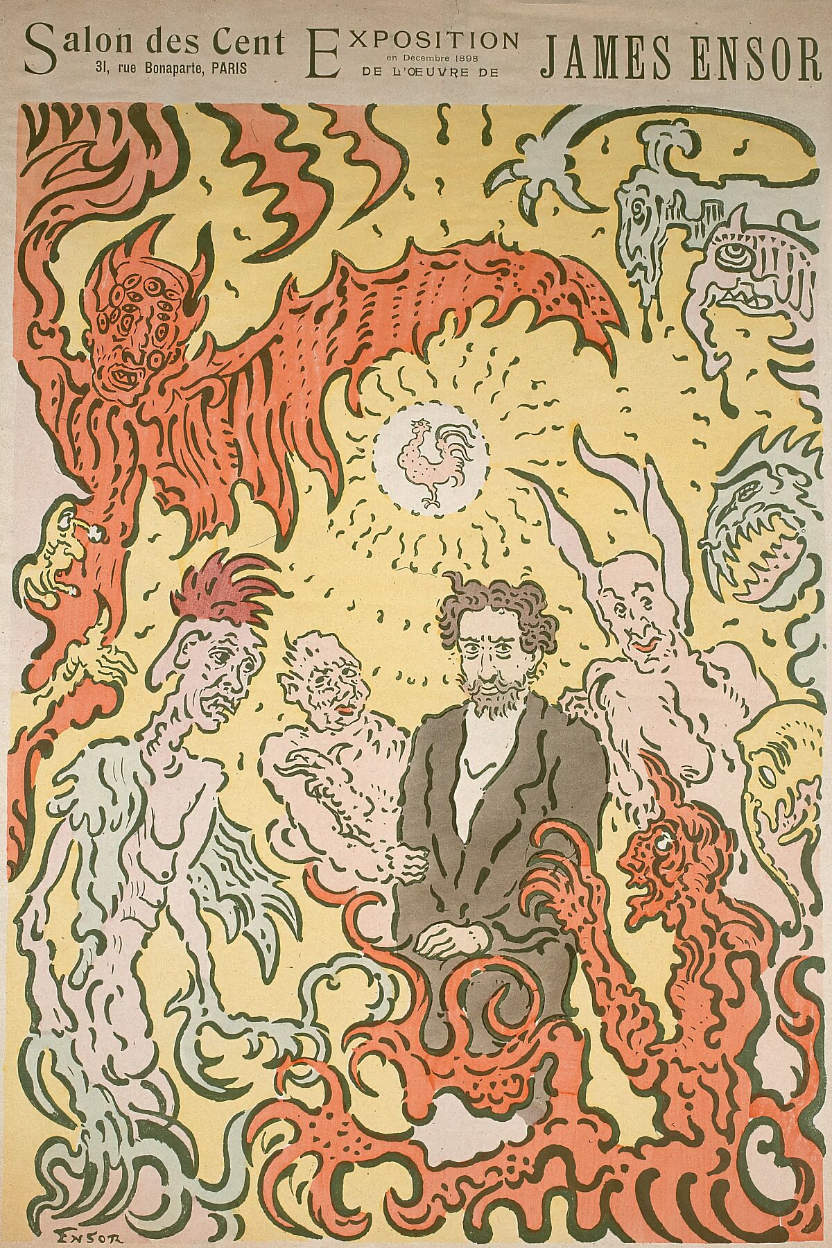 Demons Teasing Me, Poster for the James Ensor Exhibition at the Salon des Cent in Paris - 1898