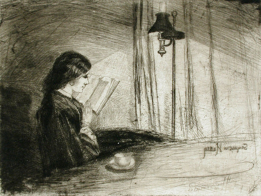 A Lady Reading by Sir Francis Seymour Haden - 1858