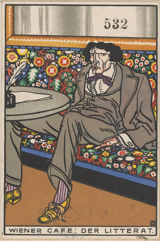 Viennese Café, The Man of Letters by Moriz Jung - 1911