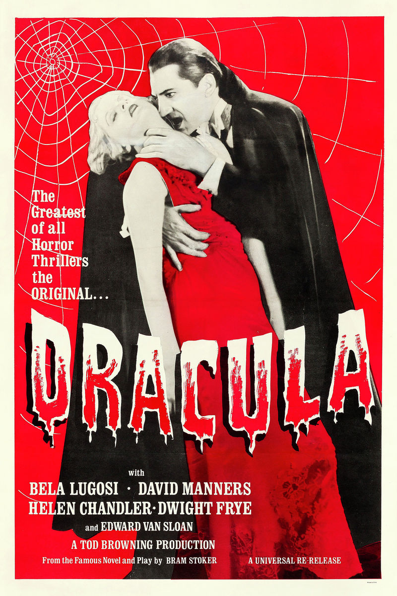 Poster promoting a theatrical reissue of the 1931 film 'Dracula' - c.1960