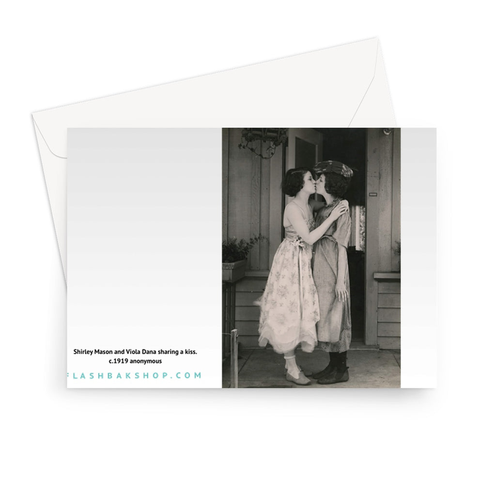Silent Movie Actresses Shirley Mason and Viola Dana Sharing a Kiss, c.1919  - Greetings Card
