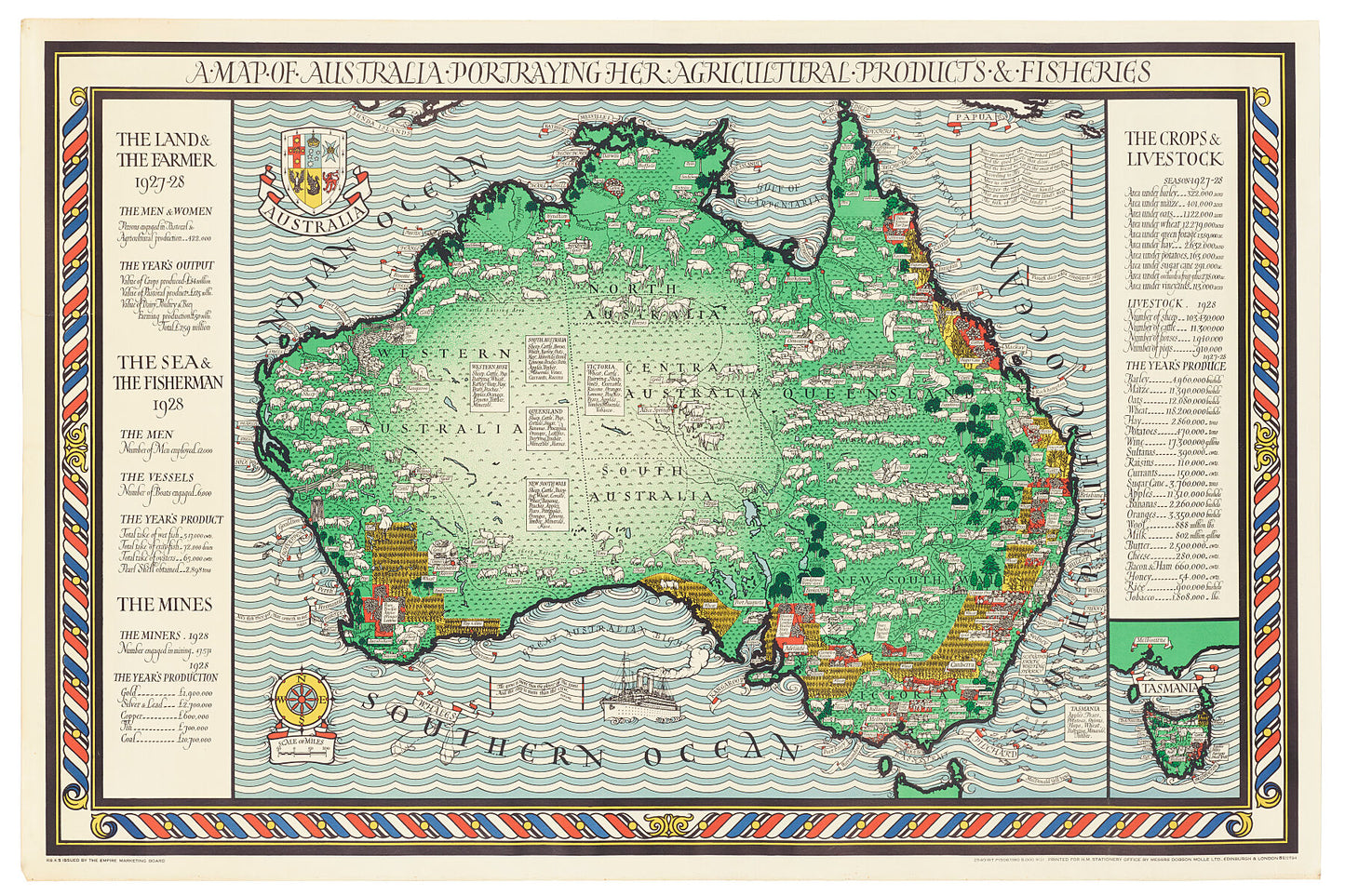 Poster: 'A Map of Australia' Production by MacDonald Gill; artist; 1930; United Kingdom.