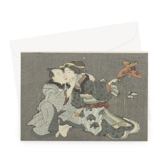 Amantes besándose, Japón, c. 1850 - Tarjeta de felicitación de San Valentín