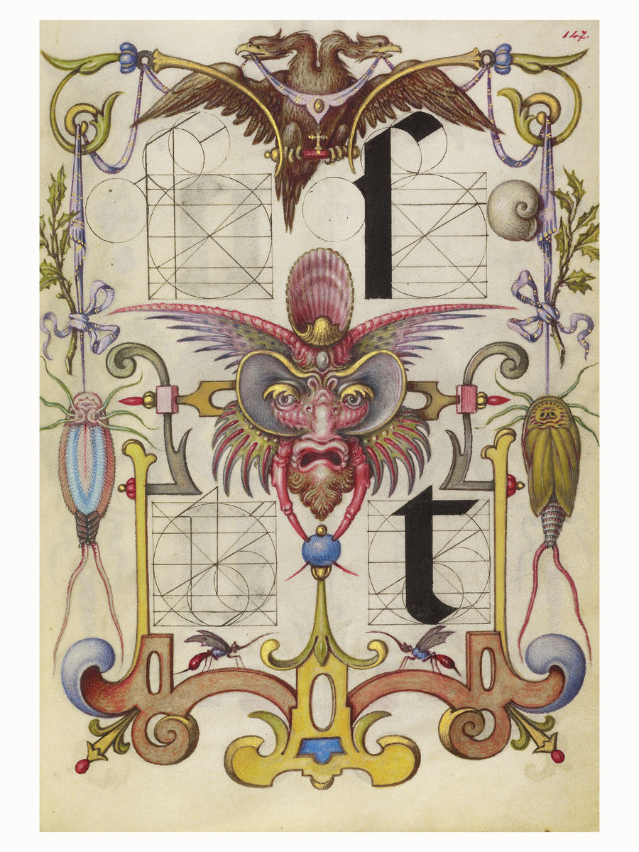 Guide pour construire les lettres s et t de Joris Hoefnagel - 1591 