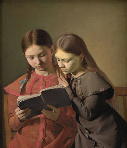 Two Girls Reading by Constantin Hansen - 1826