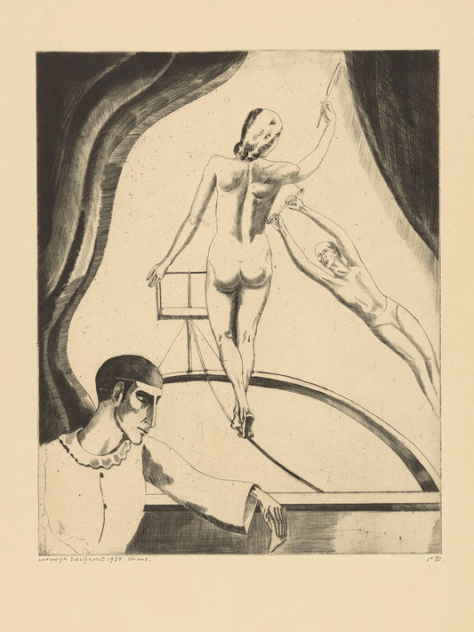 Tightrope Dancer, Trapeze Artist and Pierrot, Lodewijk Schelfhout - 1934