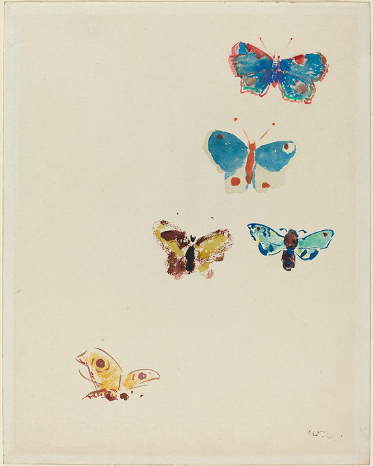  Five Butterflies by Odilon Redon - c. 1912