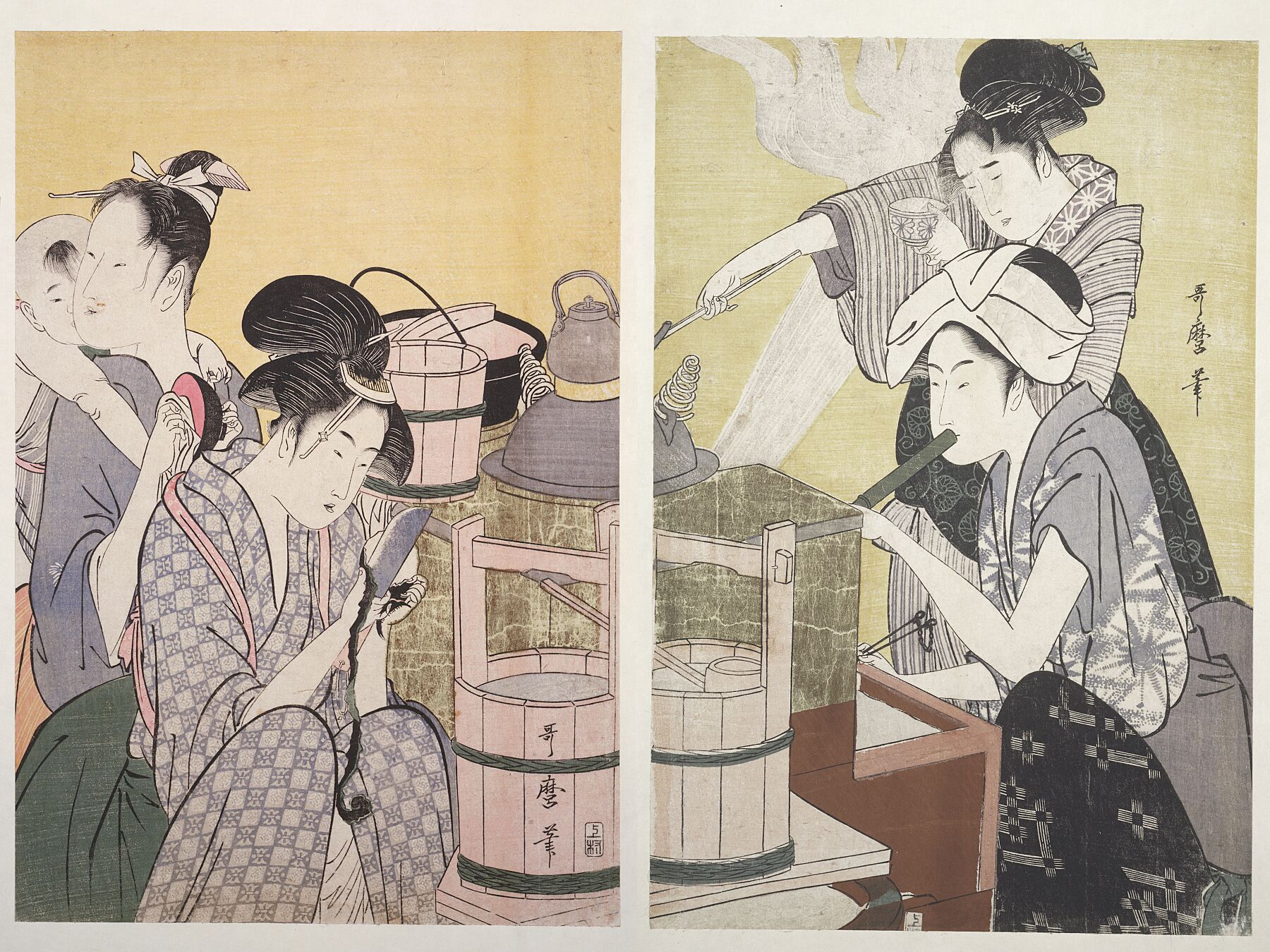 Daidokoro (Kitchen scene) by Utamaro Kitagawa - c.1800