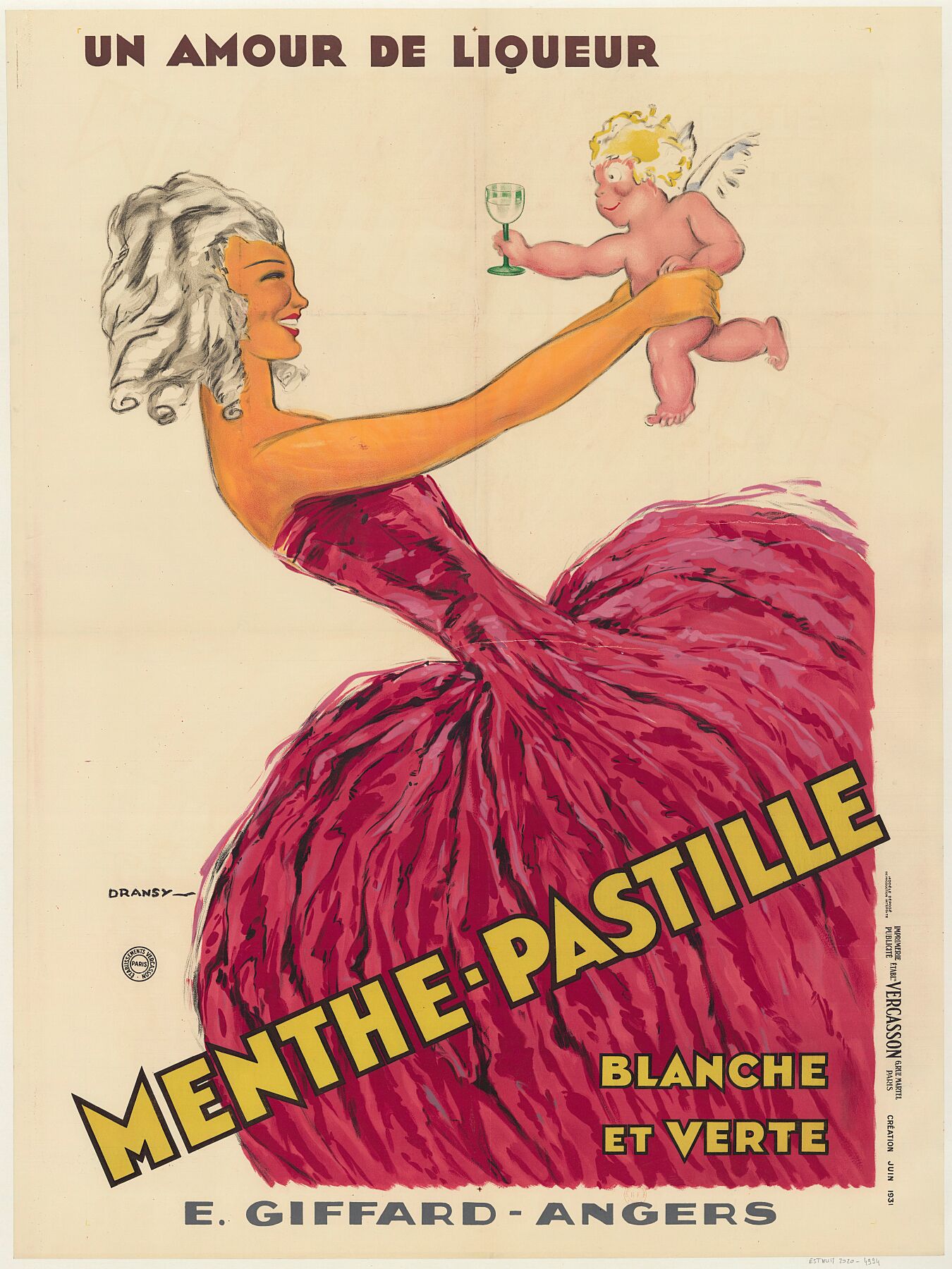 Dransy - Un Amour de Liqueur. Menthe-Pastille, Blanche et Verte - 1931