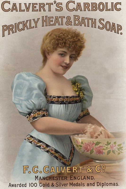 Advertisement for Calvert’s carbolic soap, a mild disinfectant soap used for household cleaning, 1899