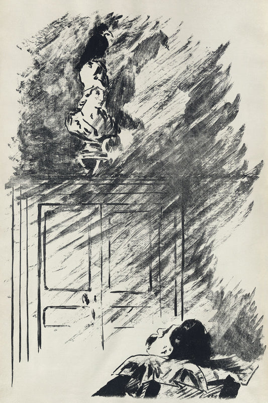 Ilustración para El cuervo de Edgar Allan Poe de Édouard Manet - 1875 