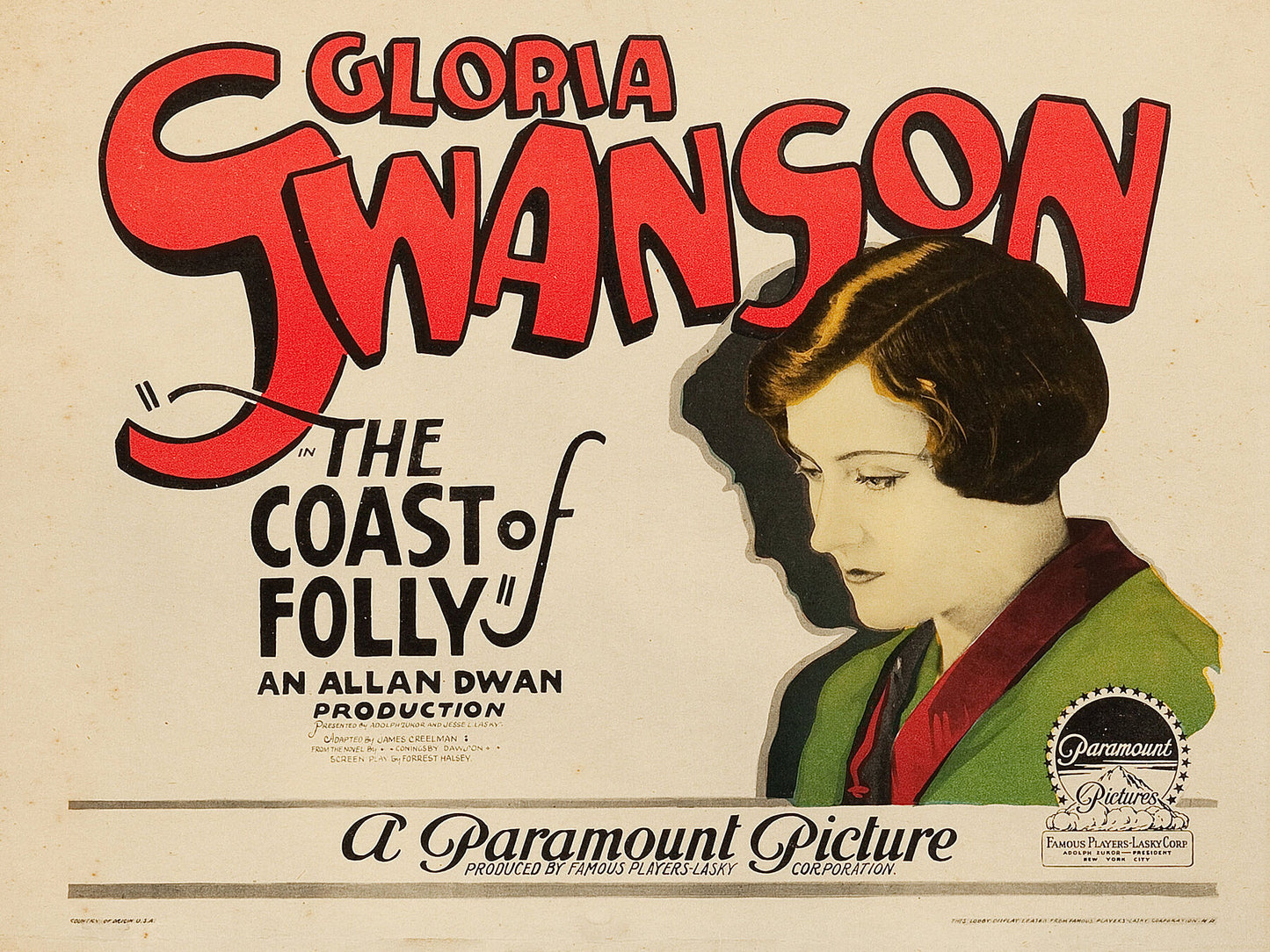 The Coast of Folly, Lobby Card - 1925