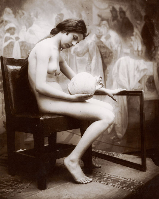 Seated Female Nude Model Holding a Jug] by Alphonse Maria Mucha - 1927