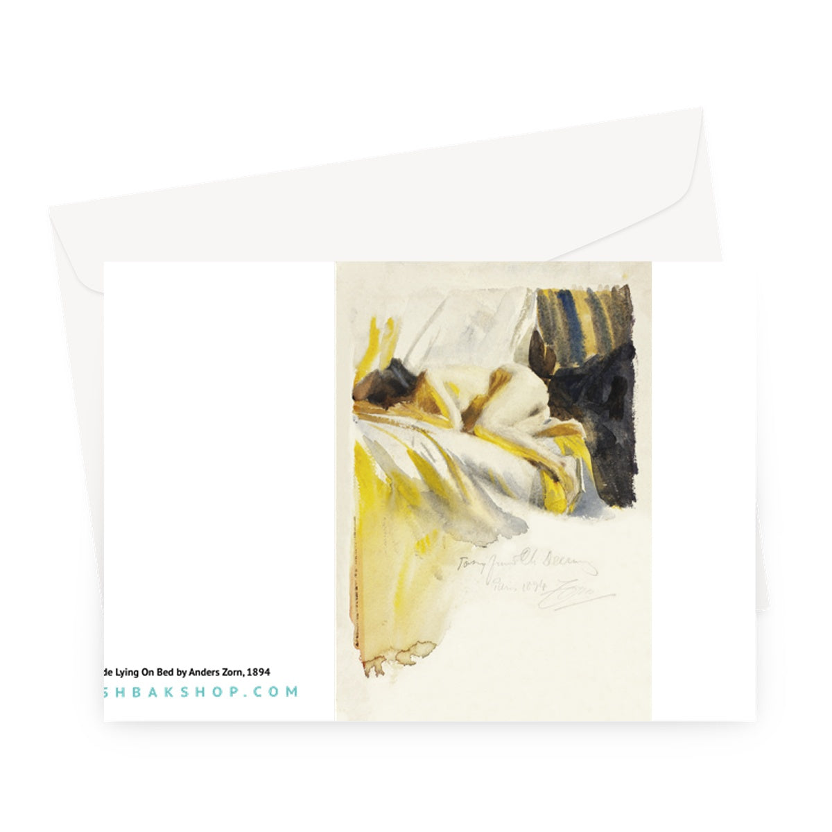 Nu allongé sur le lit - Anders Zorn - 1894 - Carte de vœux