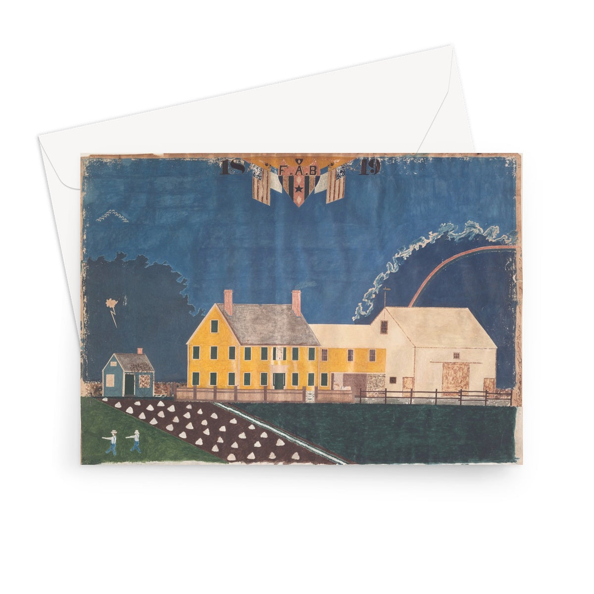 Farmstead in Passing Storm by unknown artist, 1849 - Greeting Card