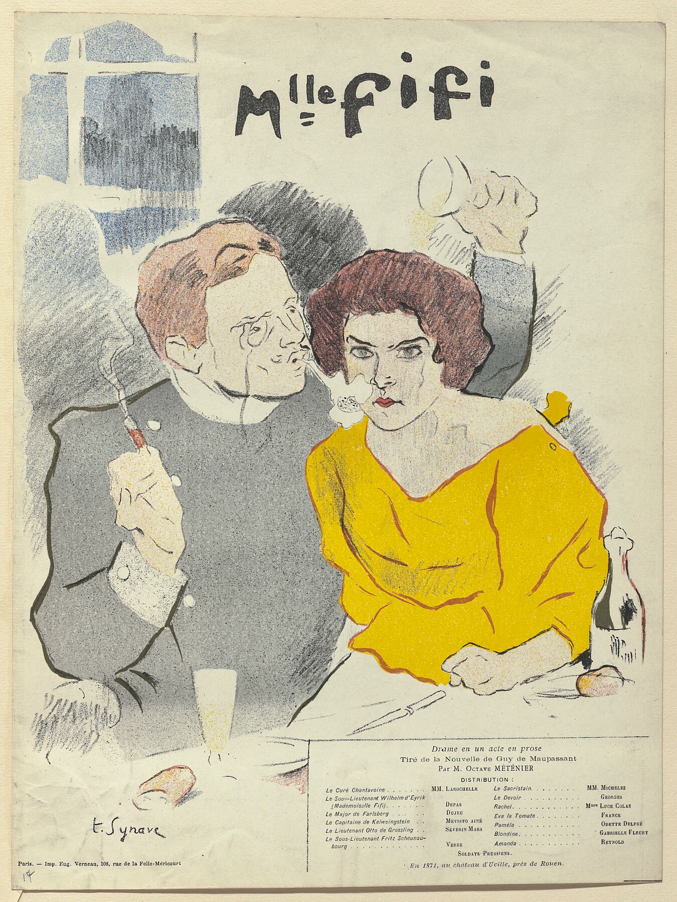 Tancrède Synave Program for Mademoiselle Fifi from The Beraldi Album of Theatre Programs 1896