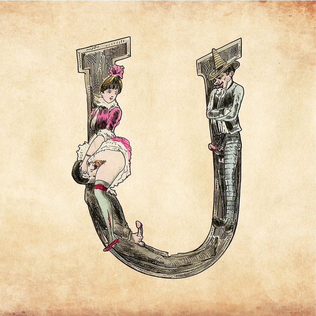 Letter V Print from Joseph Apoux's Erotic Alphabet - 1880