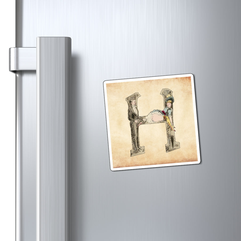 Magnet featuring the letter H from the Erotic Alphabet, 1880, by French artist Joseph Apoux (1846-1910).
