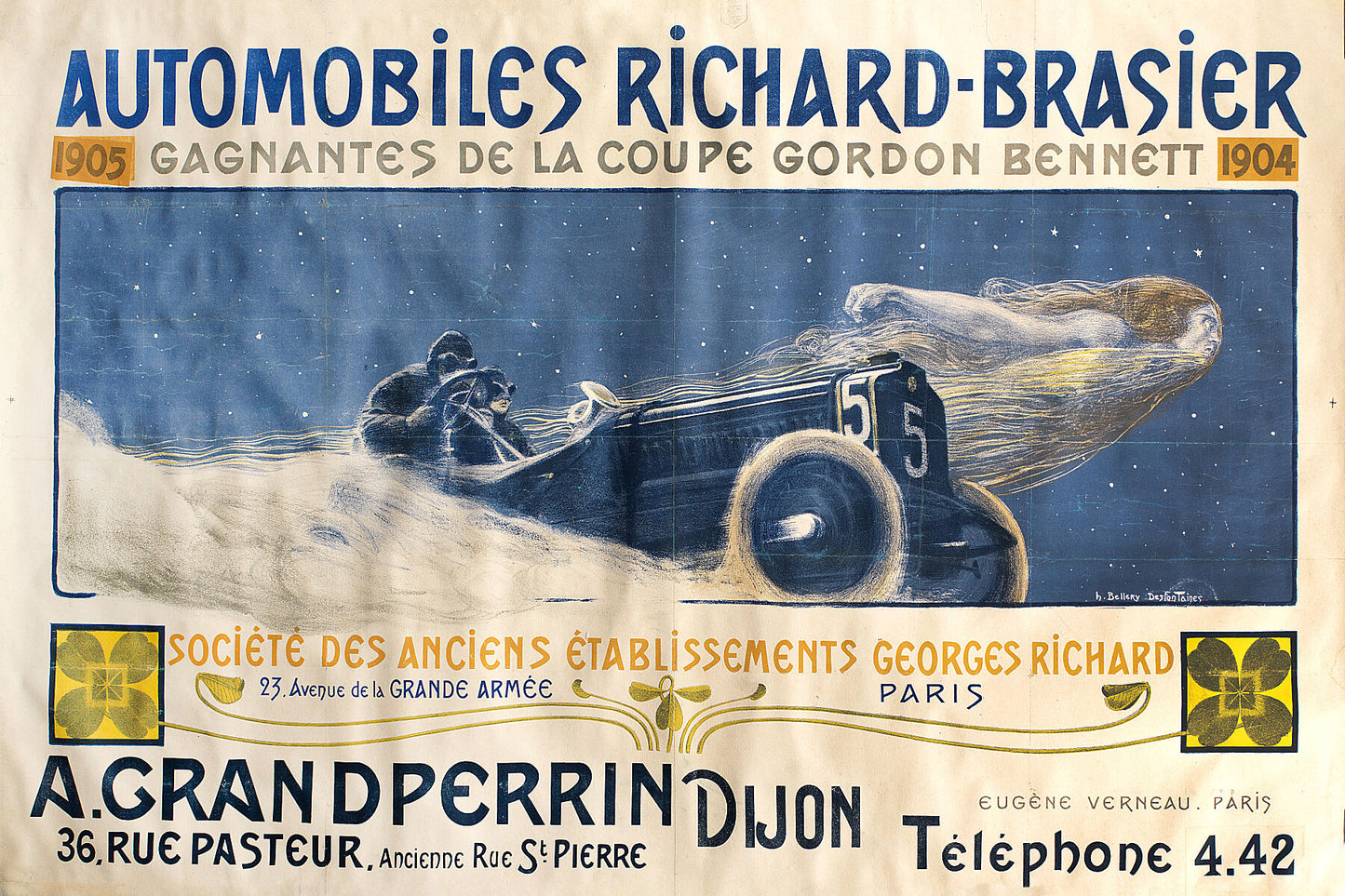 Automobiles Richard Brasier poster designed by Henri Bellery-Desfontaines - 1905