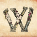 Letter W Print from Joseph Apoux's Erotic Alphabet - 1880 