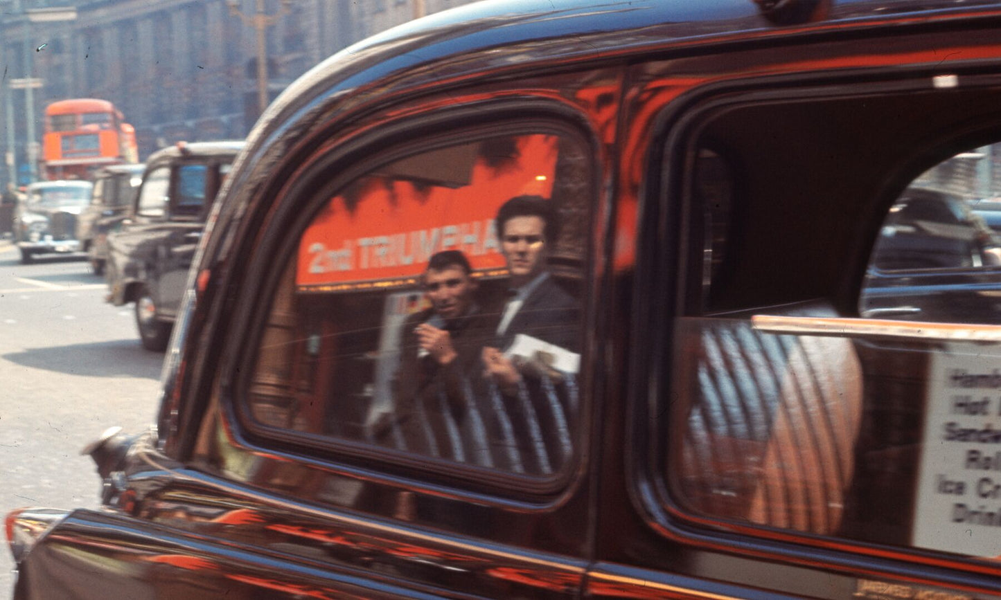 Two Men Reflected In A London Taxi by Bob Hyde - 1960s