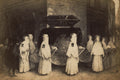 Photo reproduction of a drawing of a procession with white-robed figures in Naples, Italy, anonymous, 1854 - 1885
