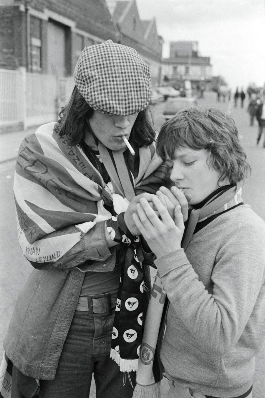 Boys Lighting a Cigarette by Iain SP Reid - c. 1976