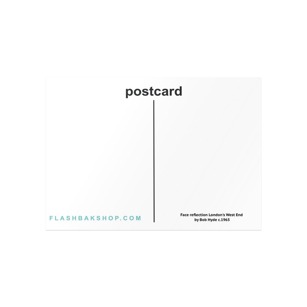 Reflet du visage West End de Londres par Bob Hyde, vers 1965 - Carte postale