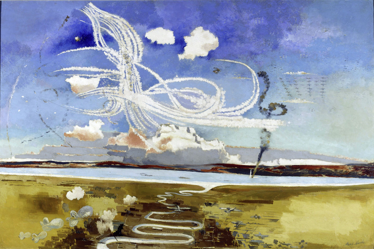 Aerial Battle With Contrails by Paul Nash - 1941