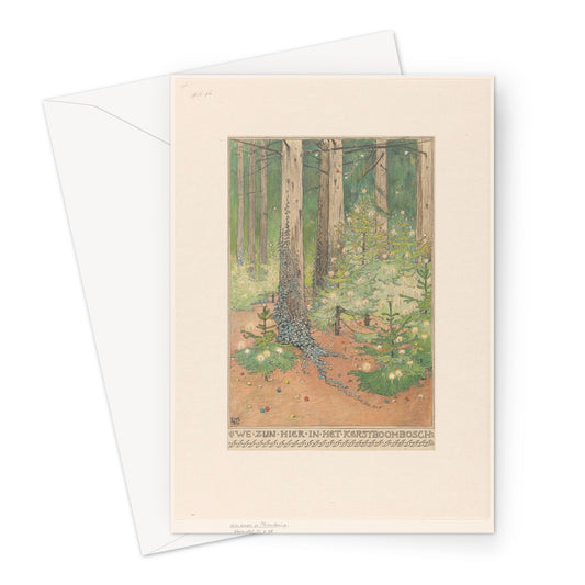 Forest with Decorated and Illuminated Christmas Trees by Willem Wenckebach, 1898 - Greeting Card