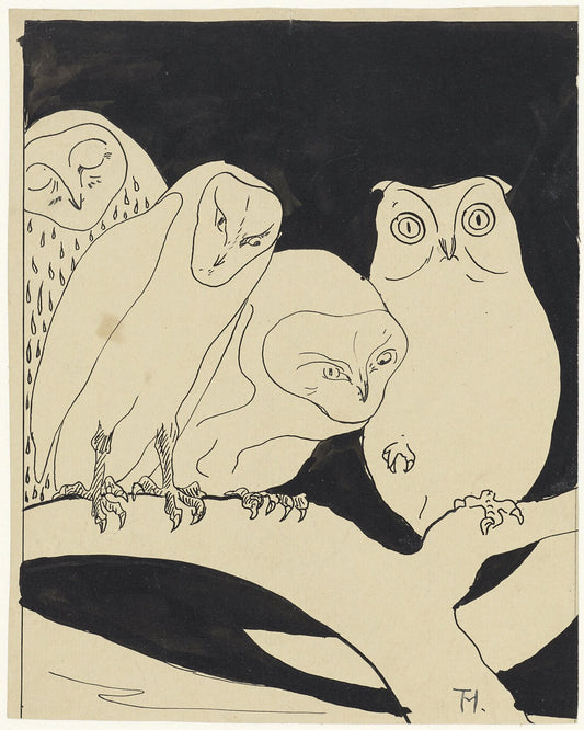 Owls on a Branch by Theo van Hoytema - 1873 - 1917