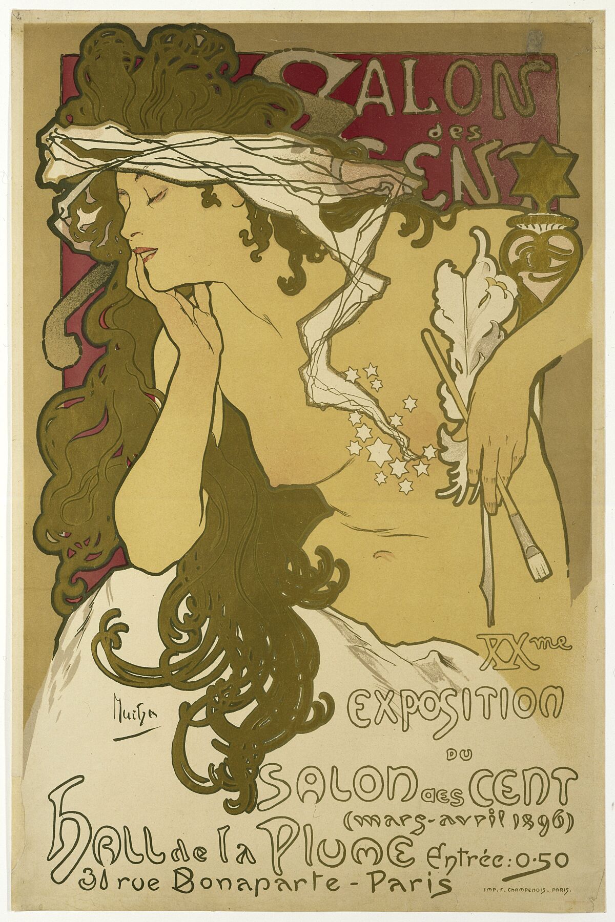 Salon des Cent, XXme Exposition du Salon des Cent (March-Avril 1896) Hall de la Plume, 31 rue Bonaparte, Paris., Alfons Maria Mucha, 1896