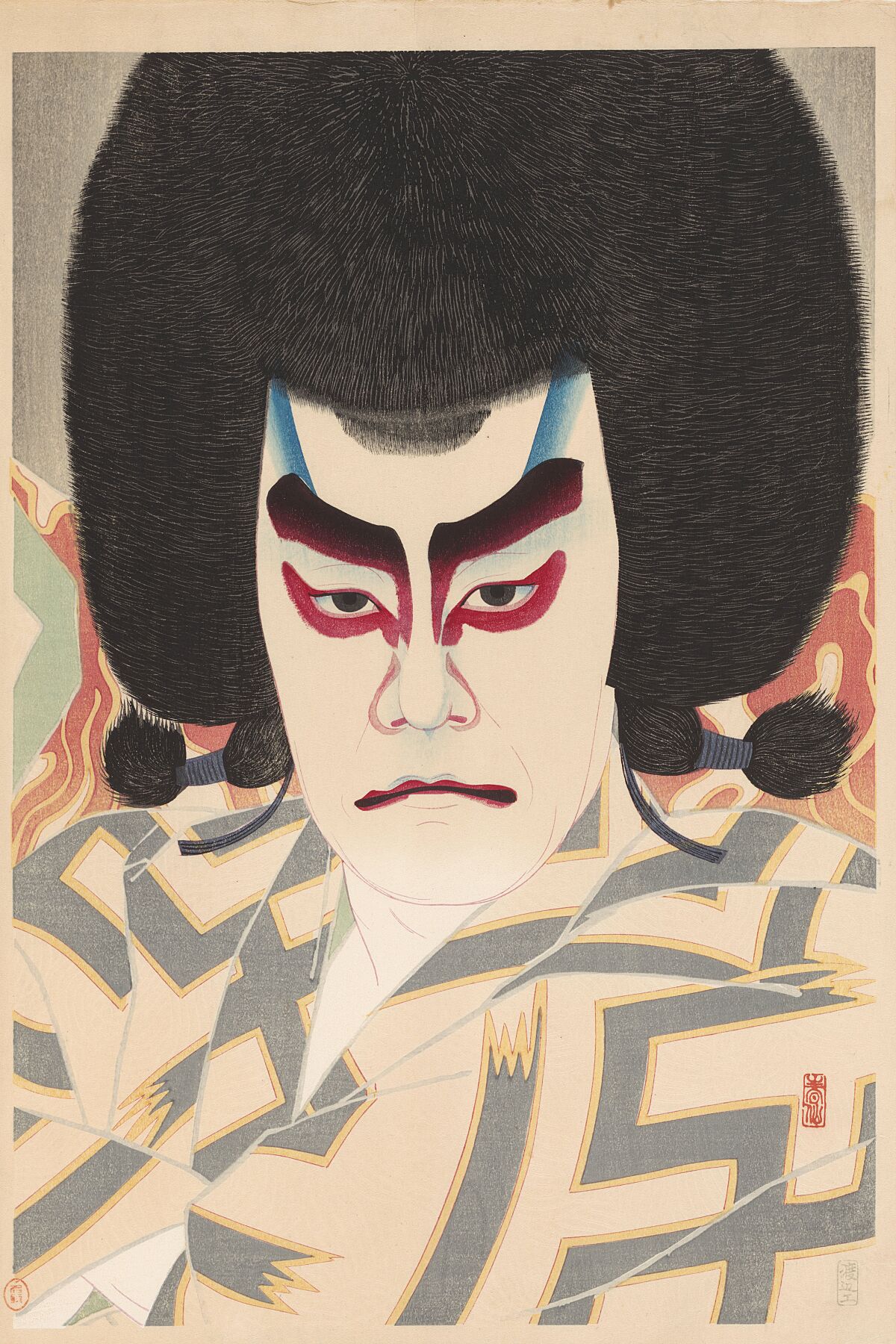 Ichikawa Sadanji en el papel de Narukami de Natori Shunsen - 1926