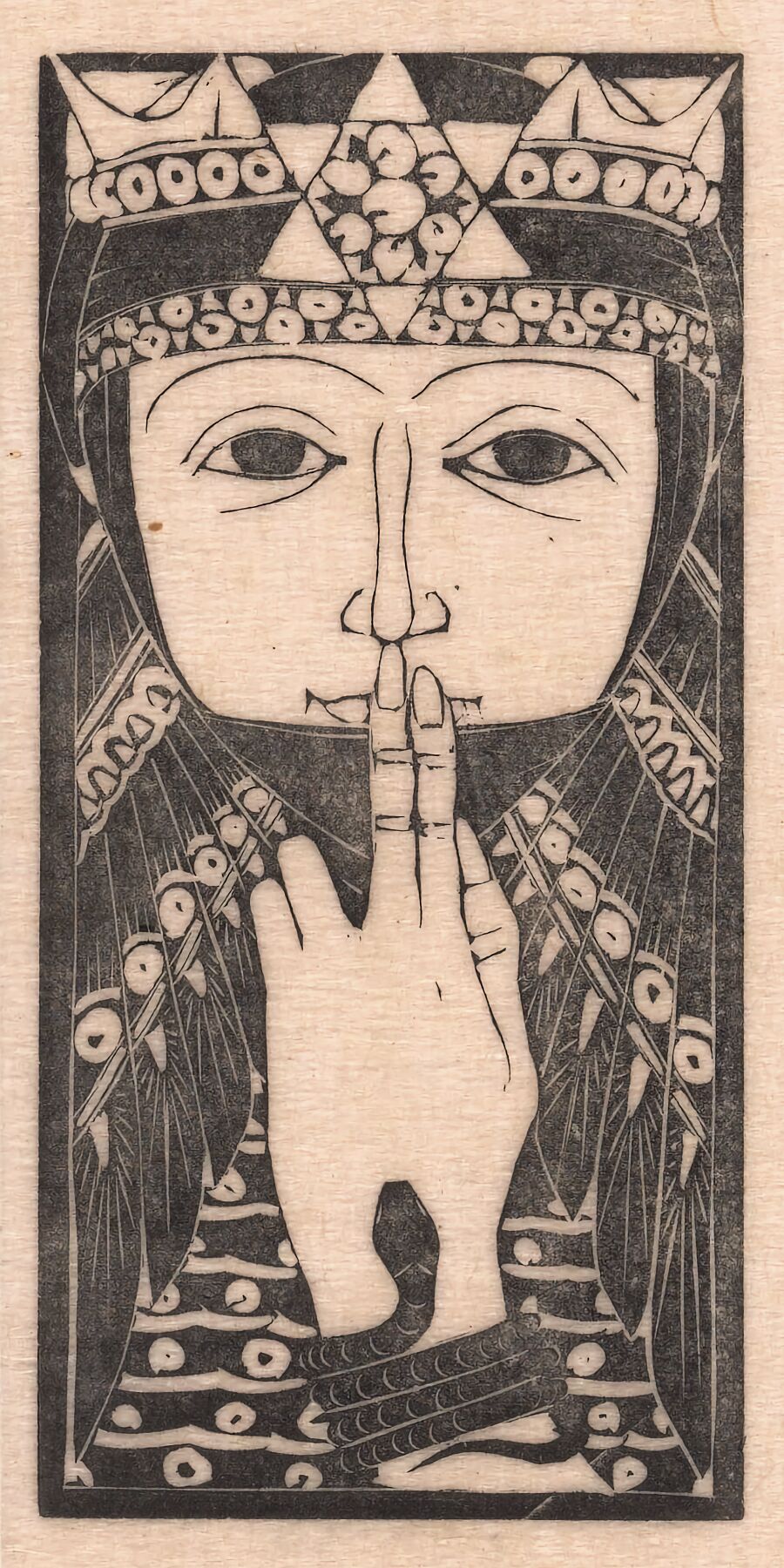 Woman with Two Fingers on her Lips by Mathieu Lauweriks - 1895