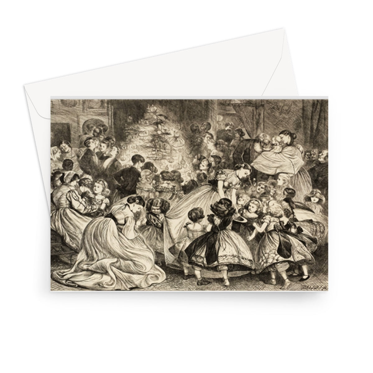 Oncle John avec le Young Folk,' tous les prix et pas de blancs !' Gravure de Noël par Arthur Boyd Houghton, 1865 - Carte de voeux