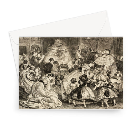 El tío John con la gente joven, '¡Todos los premios y sin espacios en blanco!' Grabado de Navidad de Arthur Boyd Houghton, 1865 - Tarjeta de felicitación