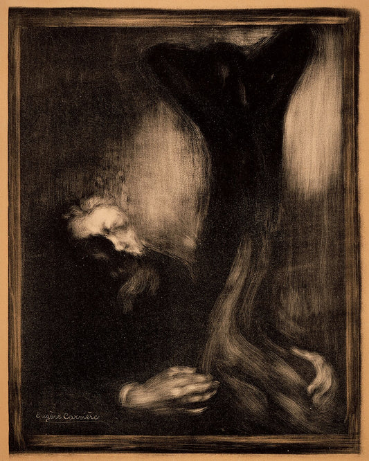 Rodin modelant une sculpture d'Eugène Carrière - 1900 
