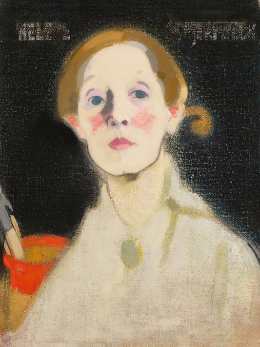 Helene Schjerfberg, Self-Portrait with black background - 1915