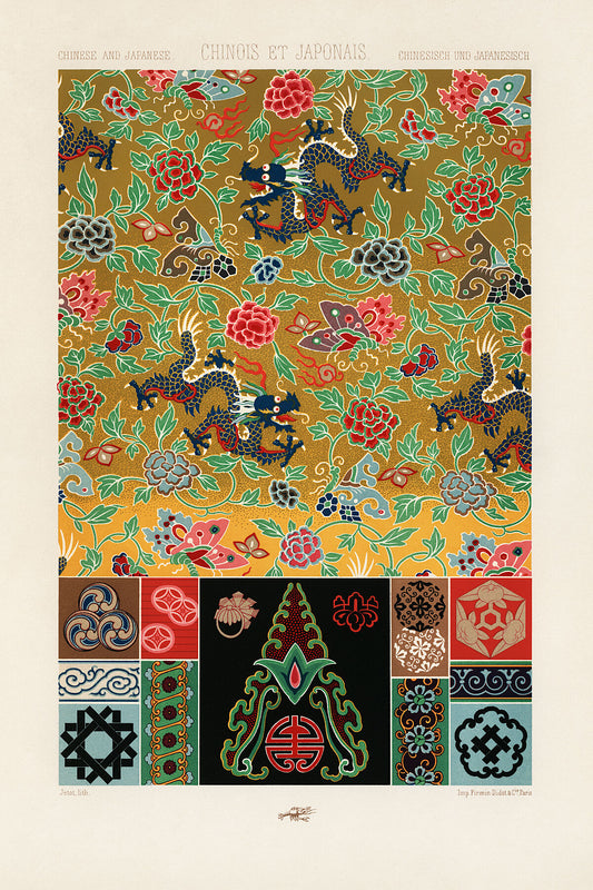 Chinese and Japanese pattern from L'ornement Polychromeby Albert Racinet (1825–1893) - 1888.