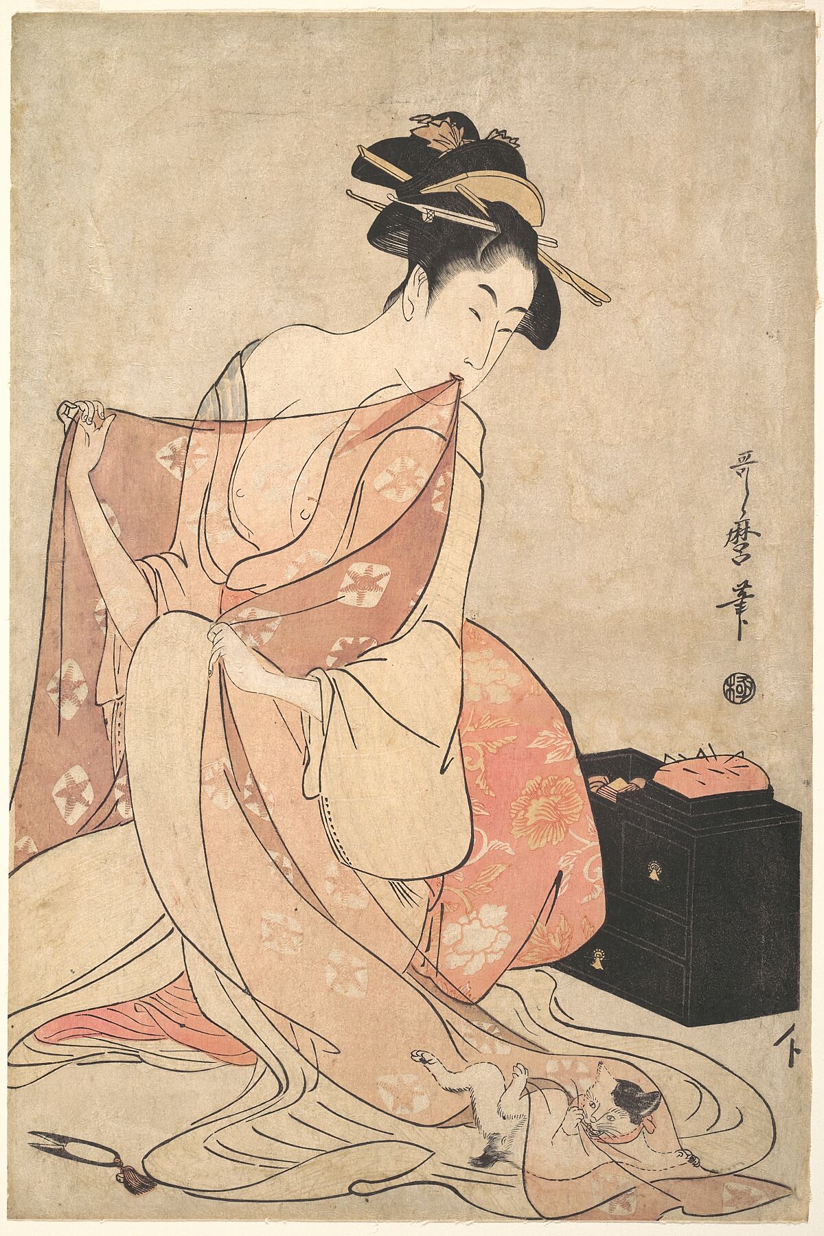 A Woman and a Cat by Kitagawa Utamaro - ca. 1793–94 